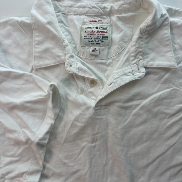 Lucky Brand Other - Lucky Brand Men's Polo Shirt Size XL White Short Sleeves Handcrafted Classic Fit